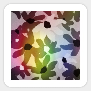 Pattern with floral elements in soft rainbow colors on grey background Sticker